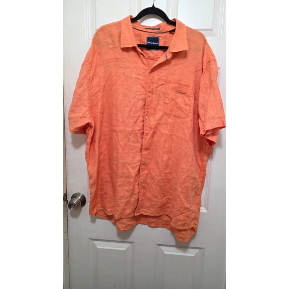Tommy Bahama Men's Orange Short Sleeve Button-Up Shirt 100% Linen Size 3XL - Picture 2 of 8